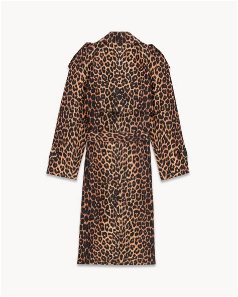 Trench coat in leopard silk taffeta 